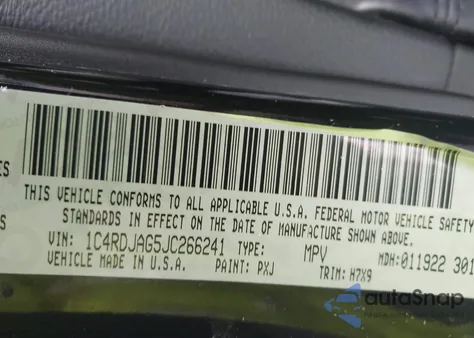 2018 Dodge Durango Sxt Awd z USA, uszkodzony, nr VIN 1C4RDJAG5JC266241